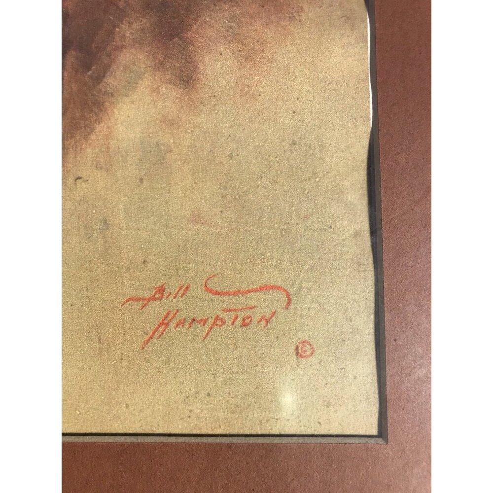 Vtg 70s BILL HAMPTON Art Print Native American Indian Western Framed 25x21 - Picture 10 of 15